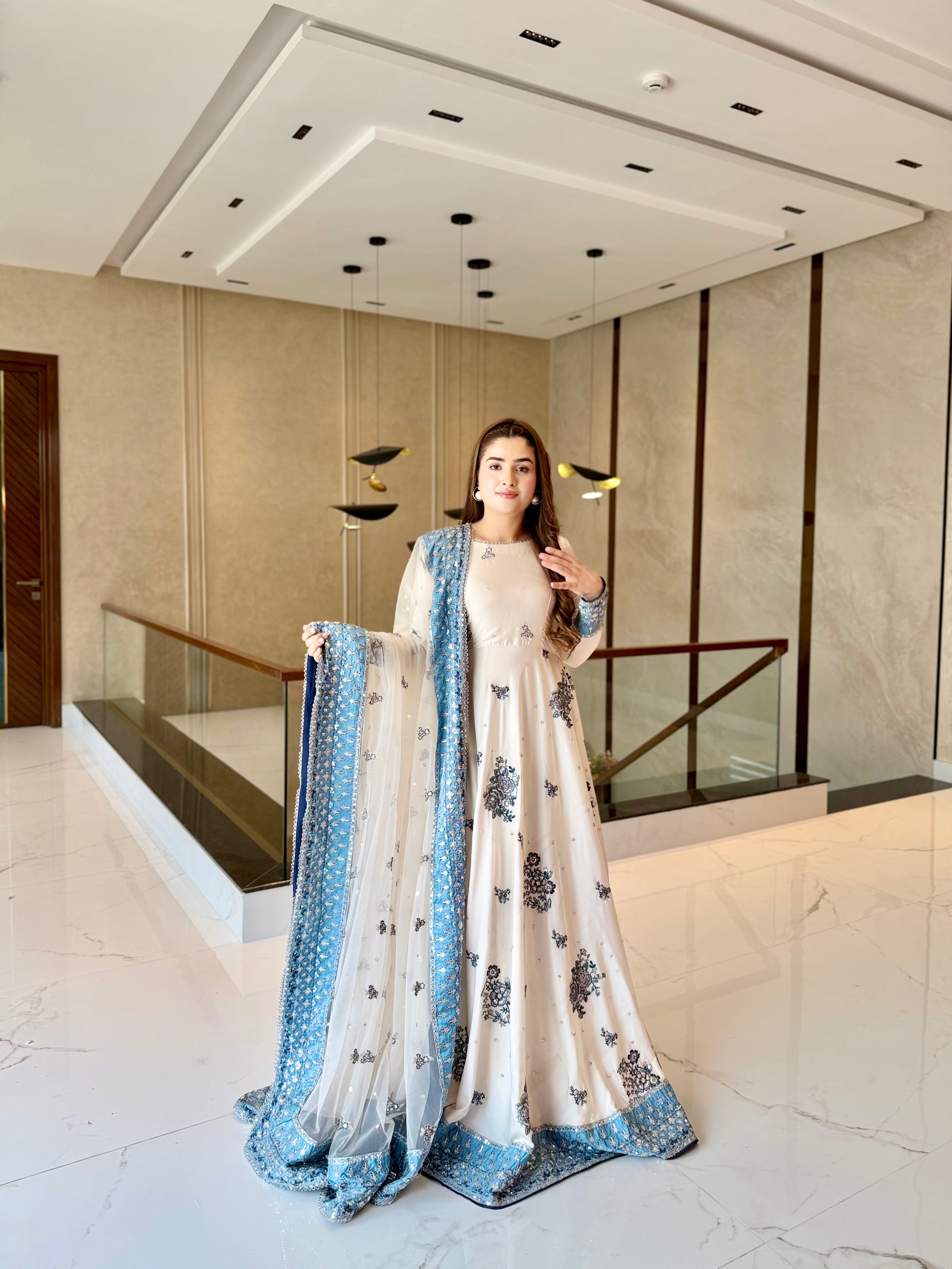 Blue ivory frock set