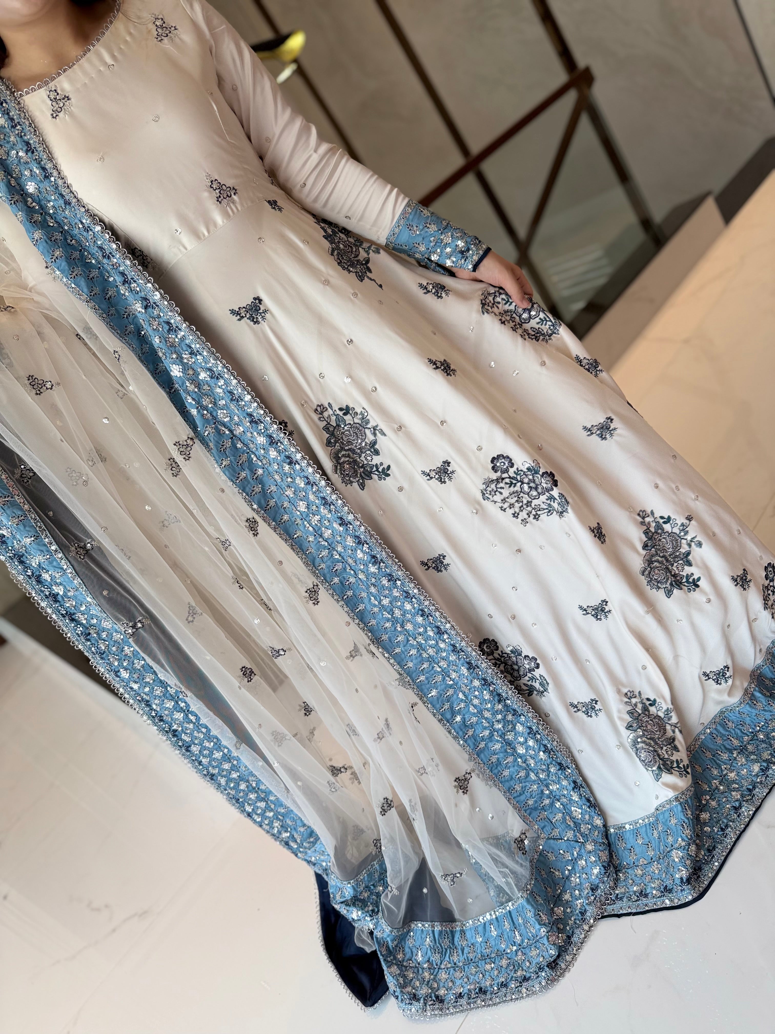 Blue ivory frock set