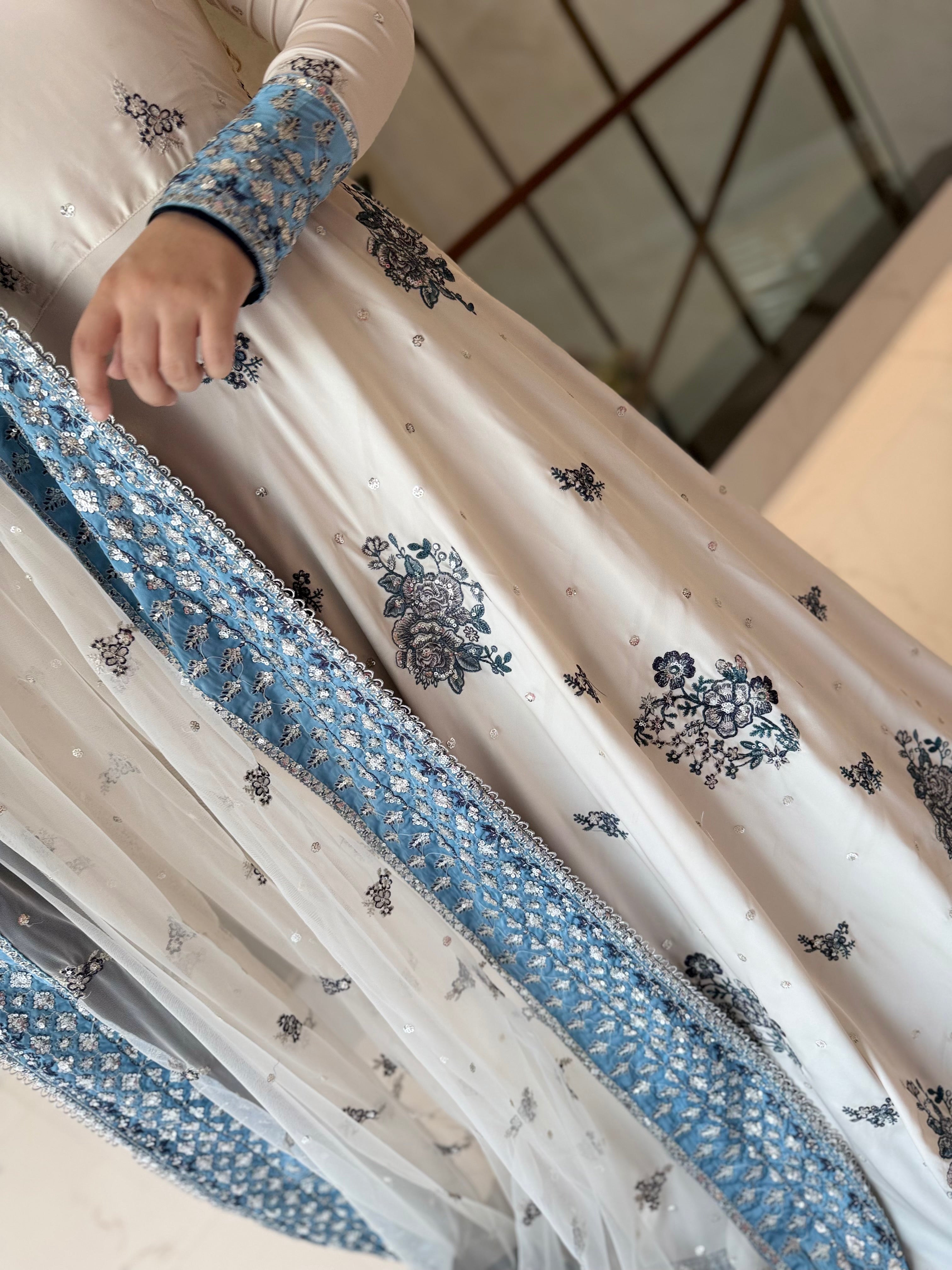 Blue ivory frock set