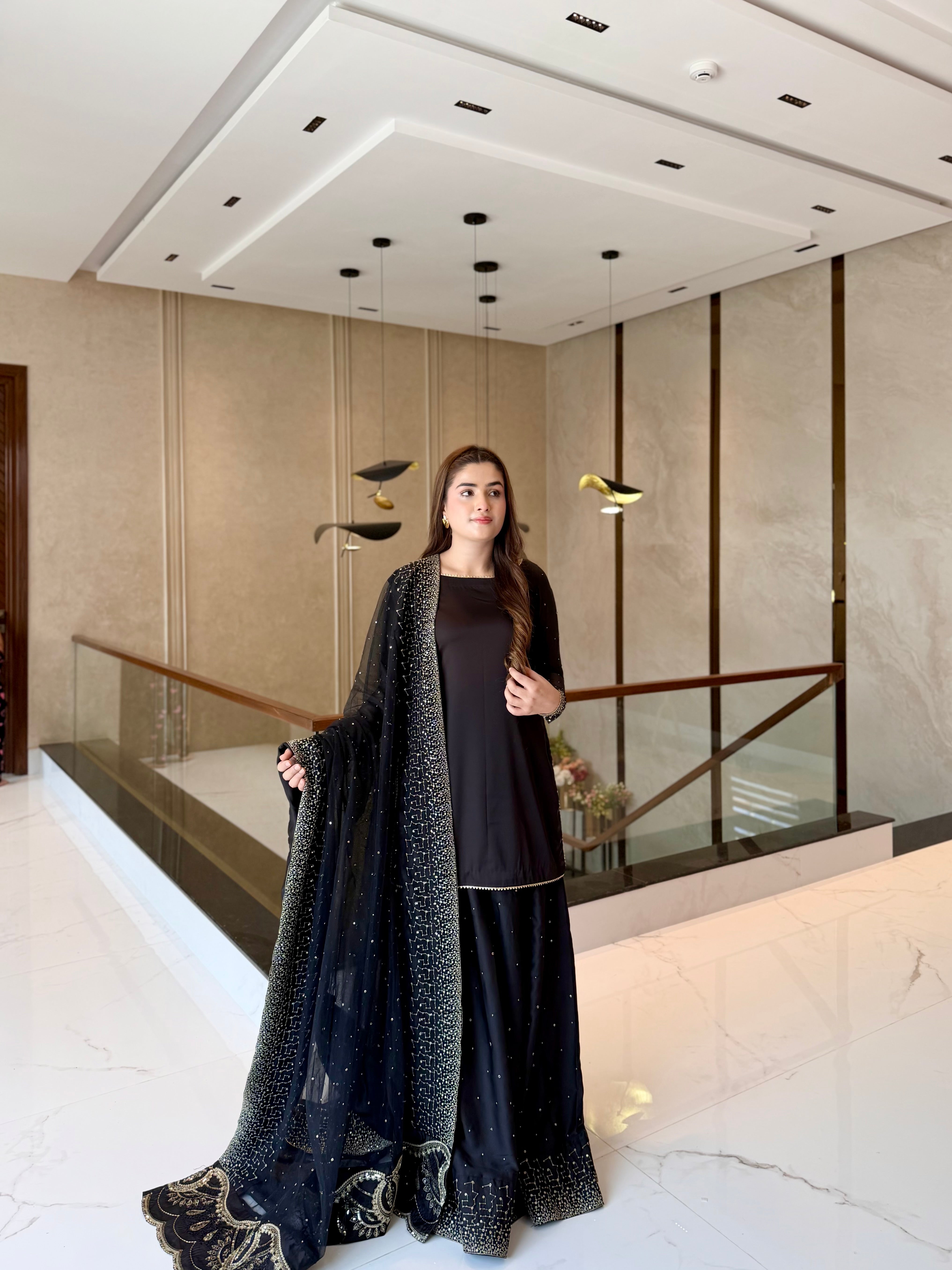 Black sharara 3 pc set